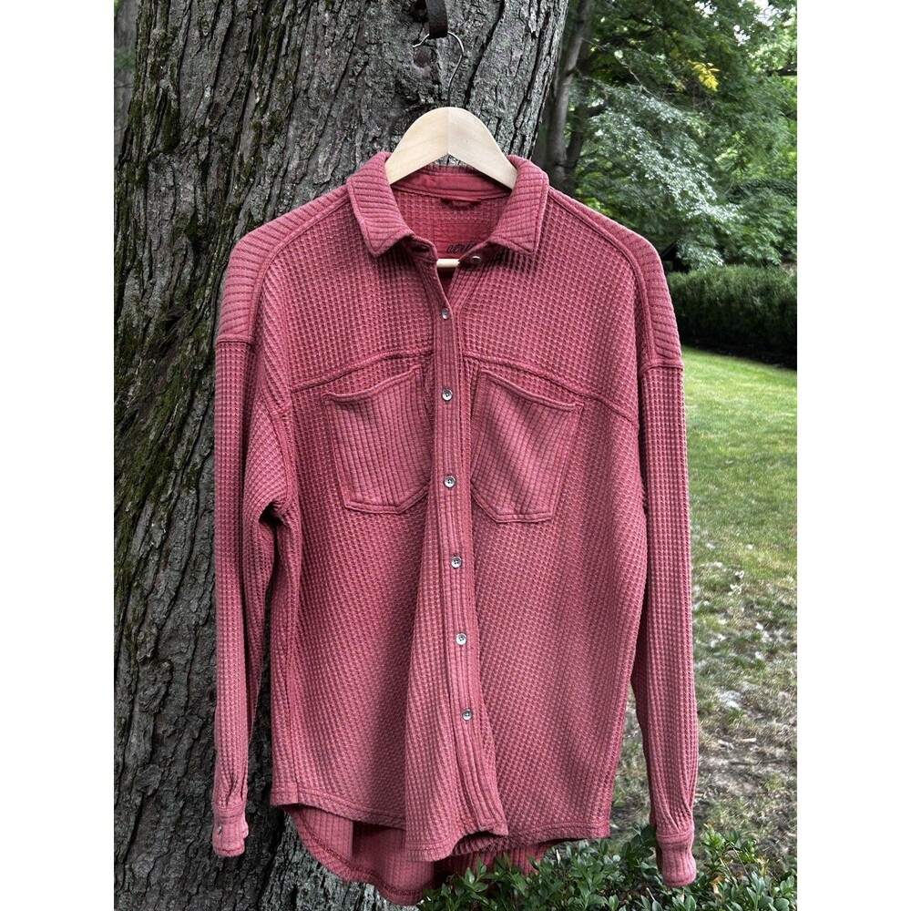 Aerie LumberJane Top Size XS Waffle Weave Button Front Slouchy Oversized Shacket - Picture 2 of 7